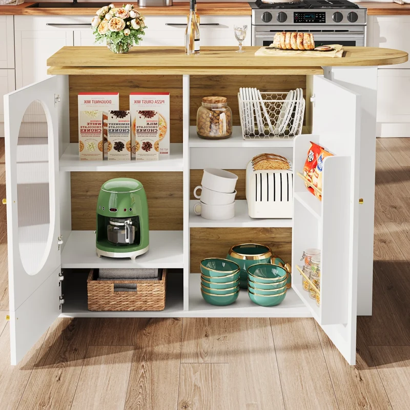 Tavolo da pranzo allungabile da 118 a 158 cm con cassetti in effetto rattan; MDF effetto legno naturale