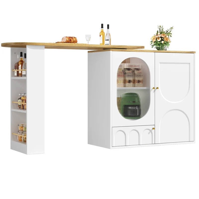 Tavolo da pranzo allungabile da 118 a 158 cm con cassetti in effetto rattan; MDF effetto legno naturale