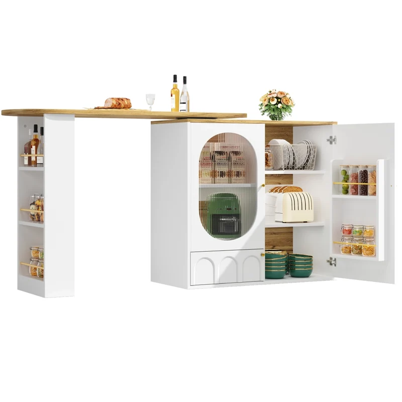 Tavolo da pranzo allungabile da 118 a 158 cm con cassetti in effetto rattan; MDF effetto legno naturale