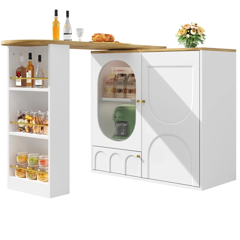 Tavolo da pranzo allungabile da 118 a 158 cm con cassetti in effetto rattan; MDF effetto legno naturale