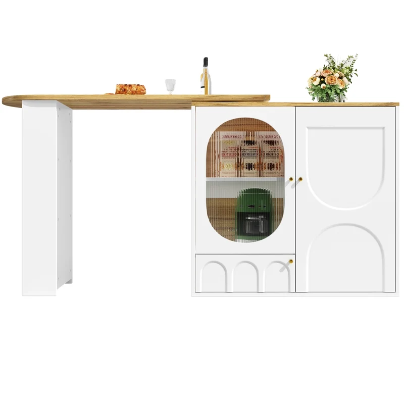 Tavolo da pranzo allungabile da 118 a 158 cm con cassetti in effetto rattan; MDF effetto legno naturale