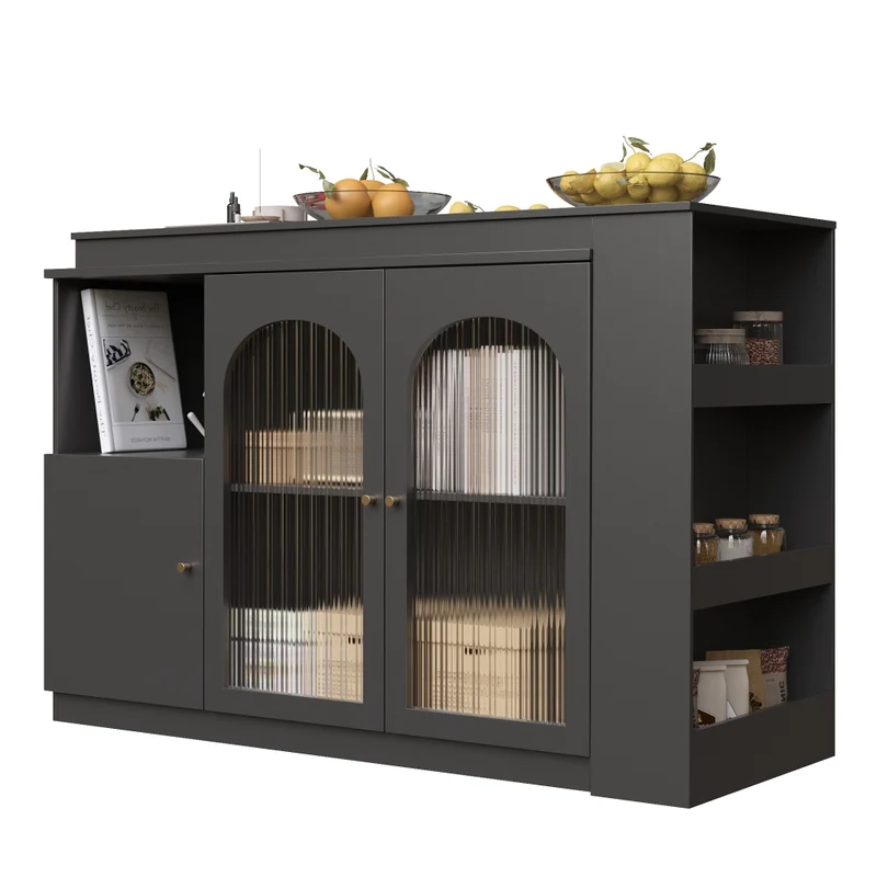 Tavolo bar con spazio contenitore; isola cucina con tavolo laterale girevole in MDF e metallo; bianco; 138 x 39 x 105 cm
