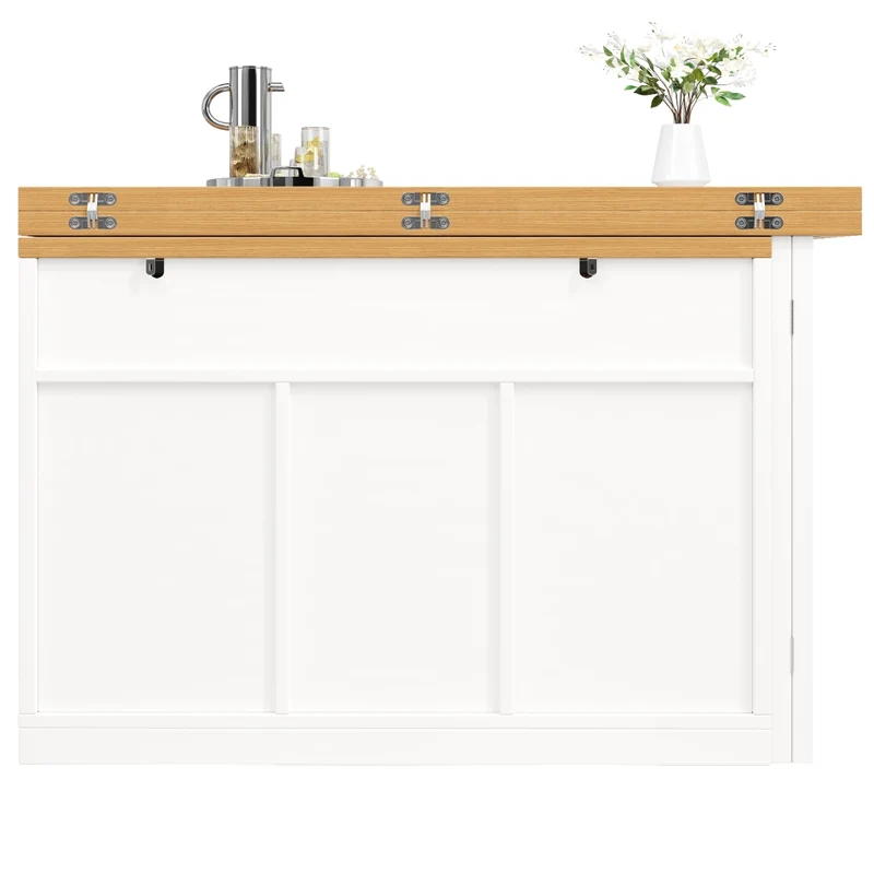 Tavolo da pranzo allungabile 110-140 x 80 cm; MDF e metallo nero; con portabottiglie per cucina e soggiorno