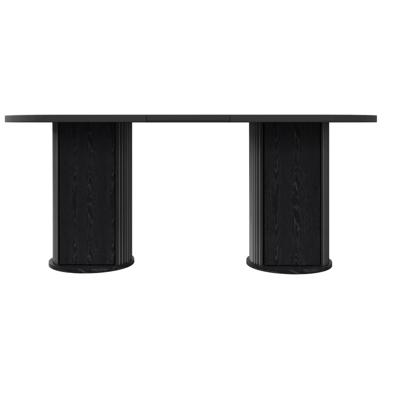 Tavolo da pranzo allungabile da 110 a 140 cm in MDF e metallo; effetto legno; con contenitore