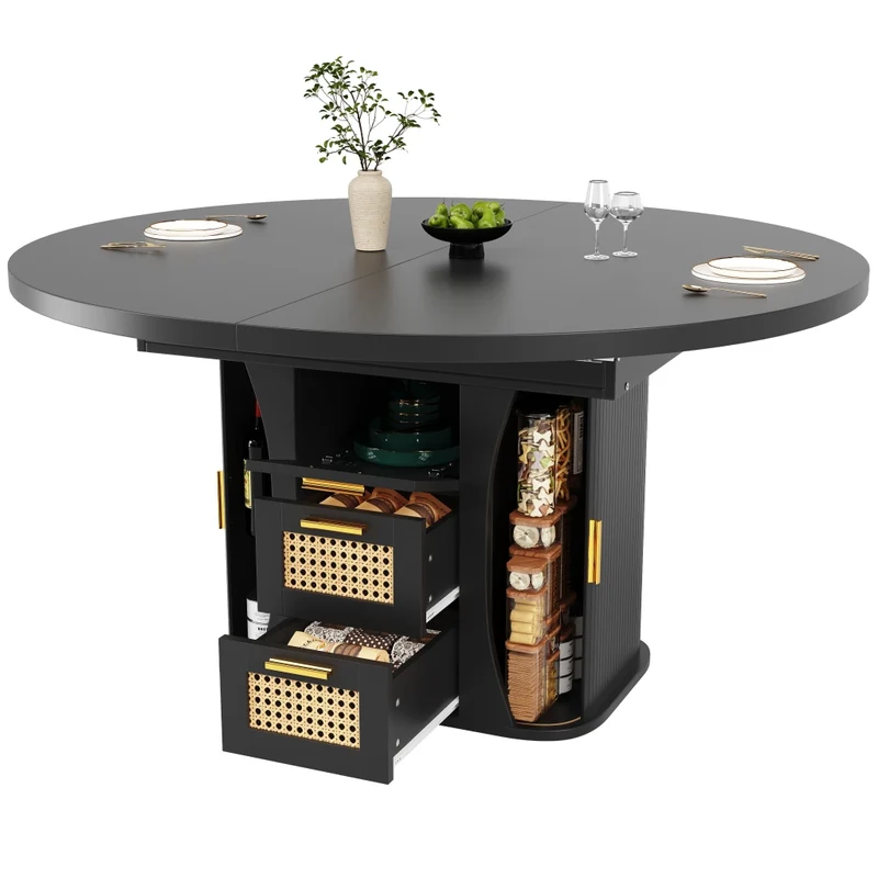 Tavolo da pranzo allungabile nero 150-190 x 80 x 75 cm in MDF e metallo