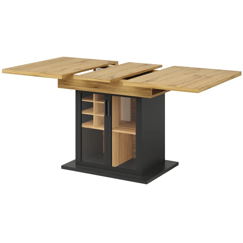 Tavolo da pranzo allungabile da 150 a 190 cm in MDF e metallo; colore naturale