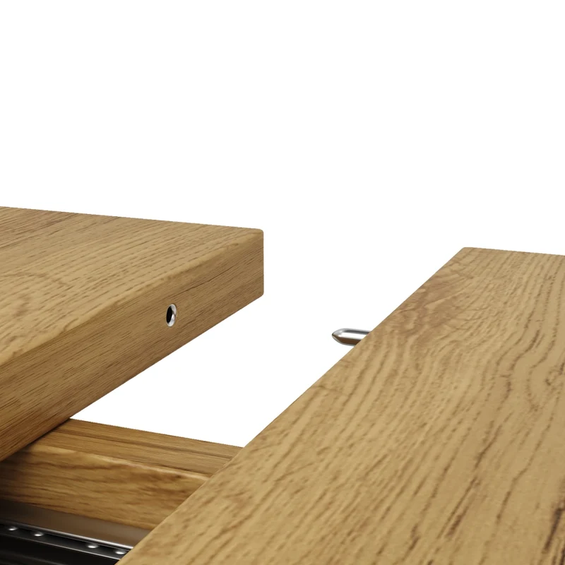 Tavolo da pranzo allungabile da 150 a 190 cm in MDF e metallo; colore naturale