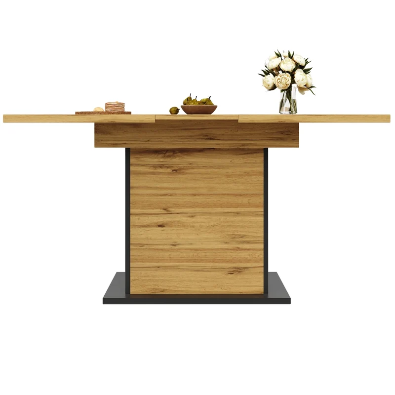 Tavolo da pranzo allungabile da 150 a 190 cm in MDF e metallo; colore naturale