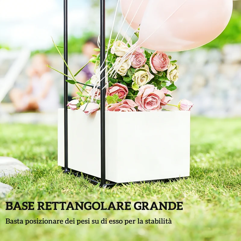Arco da Giardino con Base per Piante Rampicanti per Cerimonie Compleanni ed Eventi in Metallo Nero