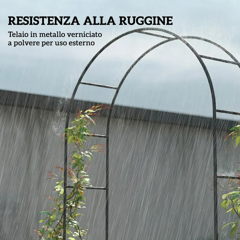 Arco da Giardino con Base per Piante Rampicanti per Cerimonie Compleanni ed Eventi in Metallo Nero