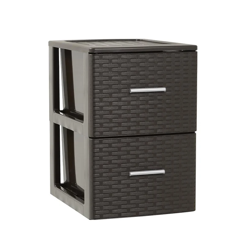 PlasticForte® Cassettiera Volga 2 Cassetti Rattan Wengue