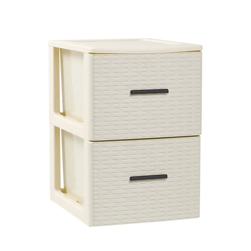 PlasticForte® Cassettiera Volga 2 Cassetti Rattan Avorio