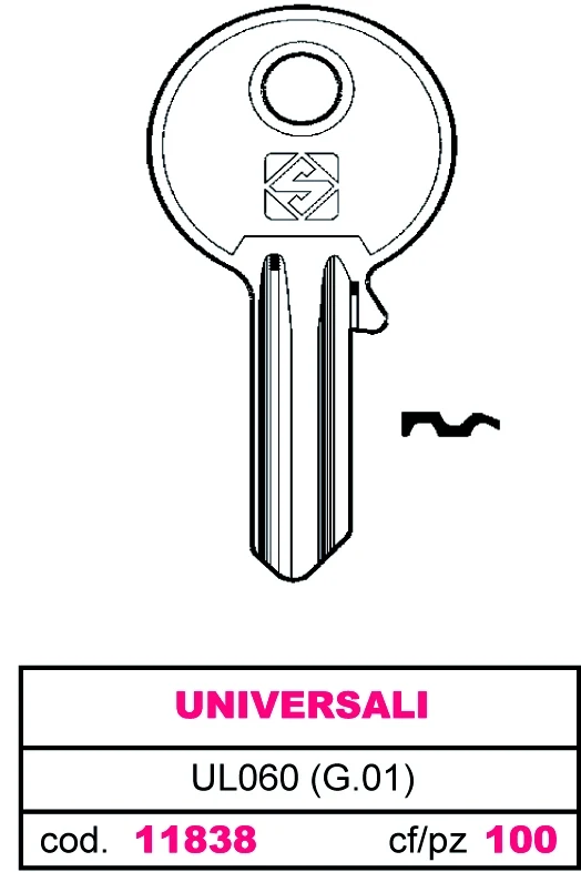 Chiave Ottone UL060 (g.vab 0) Universale 100 Pezzi Silca