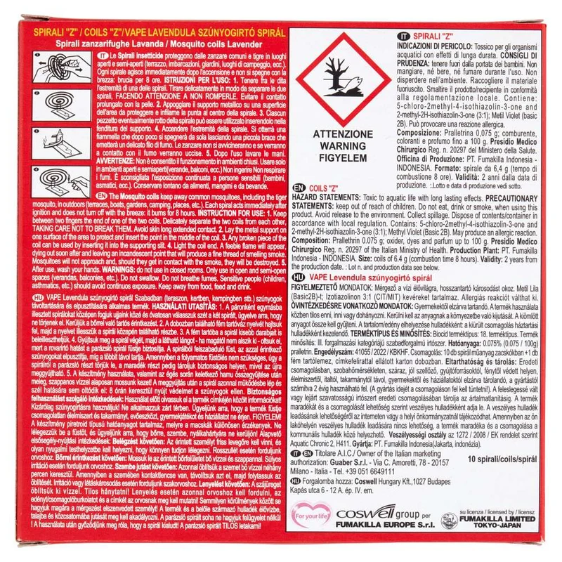 Spirali Profumate Antizanzare 10 Pezzi Vape