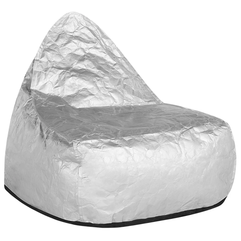 Fodera per poltrona sacco impermeabile grande in nylon argento 75 x 75 cm con cerniera e velcro