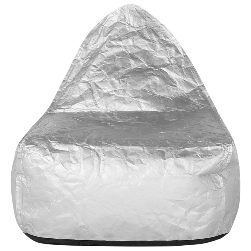 Fodera per poltrona sacco impermeabile grande in nylon argento 75 x 75 cm con cerniera e velcro
