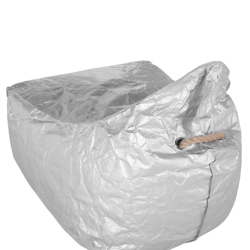 Fodera per poltrona sacco impermeabile grande in nylon argento 75 x 75 cm con cerniera e velcro