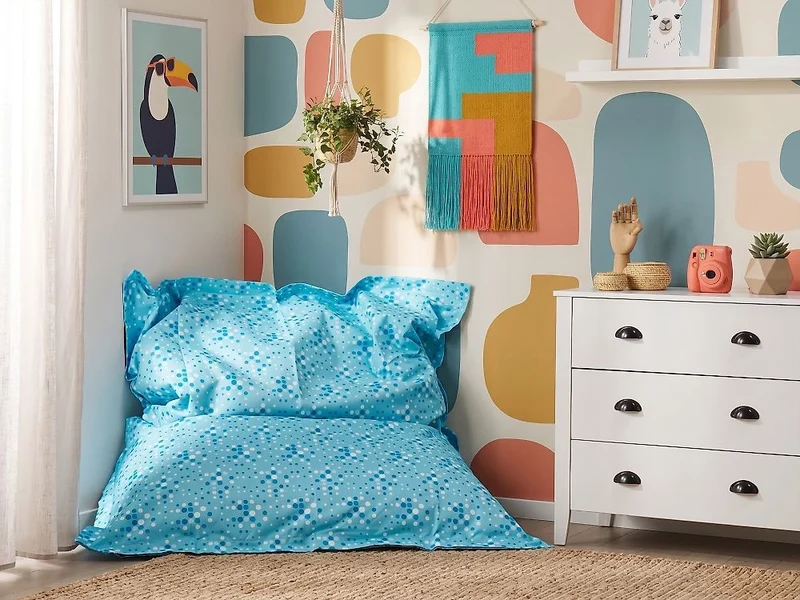 Fodera per pouf a sacco grande in nylon con cerniera, impermeabile e resistente, per interni ed esterni, 140 x 180 cm, azzurro moderno