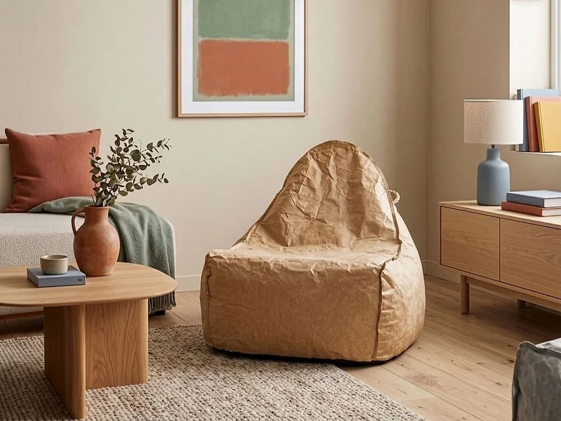 Fodera per poltrona sacco impermeabile grande in nylon marrone 75 x 75 cm con cerniera e velcro