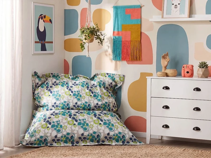 Fodera per pouf a sacco grande in nylon con cerniera, impermeabile e resistente, per interni ed esterni, 140 x 180 cm, multicolore moderno