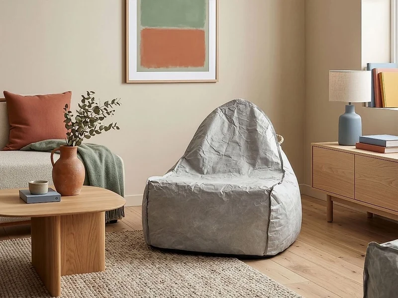 Fodera per poltrona sacco impermeabile grande in nylon grigio 75 x 75 cm con cerniera e velcro