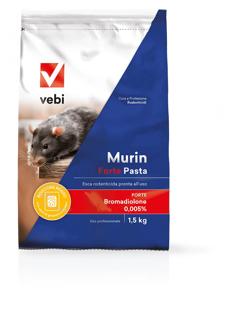 Esca rodenticida derattizzante per topi e ratti Vebi Murin Forte Pasta 1,5 kg