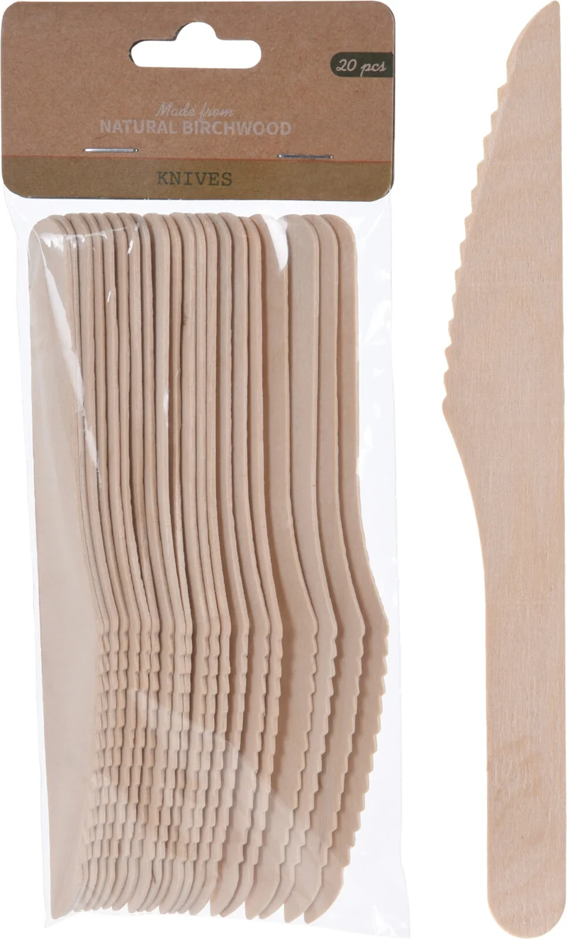 20 COLTELLI IN LEGNO NATURALE 16CM