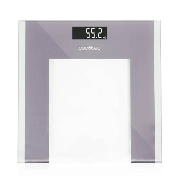Cecotec Surface Precision Healthy Bilancia Corporale fino a 180kg - Alta Precisione - Display LCD - Vetro Temperato - Metro Misura - Spegnimento Automatico - Piedi Antiscivolo - 300x300mm - Trasparente