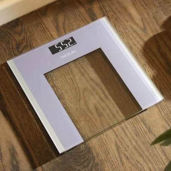 Cecotec Surface Precision Healthy Bilancia Corporale fino a 180kg - Alta Precisione - Display LCD - Vetro Temperato - Metro Misura - Spegnimento Automatico - Piedi Antiscivolo - 300x300mm - Trasparente