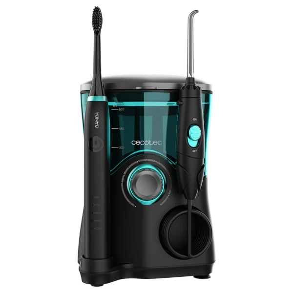 Cecotec Bamba ToothCare Jet Clean Stazione Igiene Dentale con Irrigatore e Spazzolino - Serbatoio 600ml - 10 Livelli - 7 Boccagli Inclusi - Spazzolino Sonico 5 Modalità - IPX7 - Nero