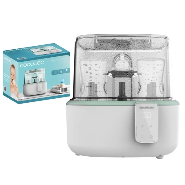 Cecotec Nana BabyCare DigitalSterilizer Sterilizzatore fino a 6 Biberon - 600W - Sterilizza in 8min - Privo BPA - Supporto Tettarelle - 3 Modalità - Display Digitale - Bianco