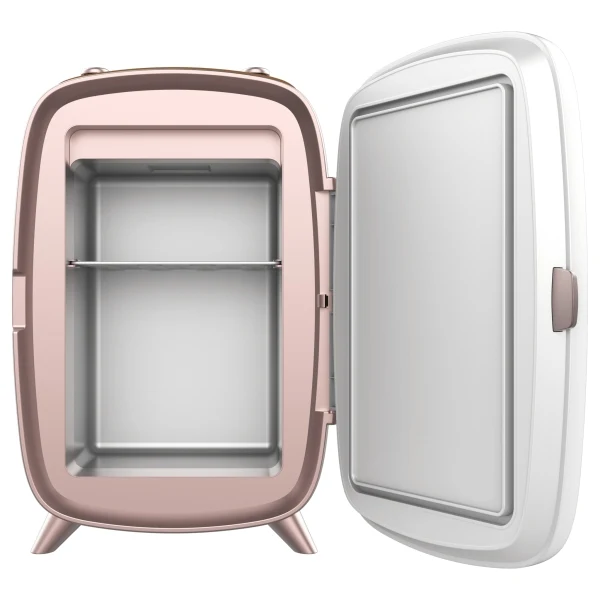 Cecotec CoolingBeauty 6000 Mirror Frigorifero Cosmetici con Specchio - 6L - Luce LED 3 Intensità - Silenzioso - Raffreddamento fino a 10ºC - Maniglia Superiore - Bianco e Rosa