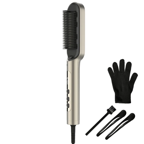 Cecotec InstantCare Lisse IonTech Spazzola Lisciante - Liscio con Ioni - 9 Livelli Temperatura - Ceramica - Guanto e Clip - Controllo Termico - Sicuro e Resistente - Bianco