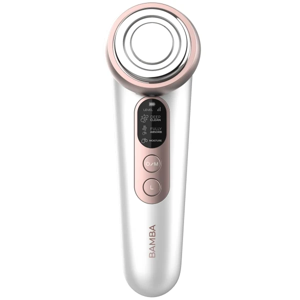 Cecotec Bamba FaceCare LightSonic Massaggiatore Facciale - Schermo LCD - Modalità Cura Viso - Funzione Calore - Luce LED - Pulizia Ionica - Microcorrenti EMS - Autonomia 60min - Colore Bianco