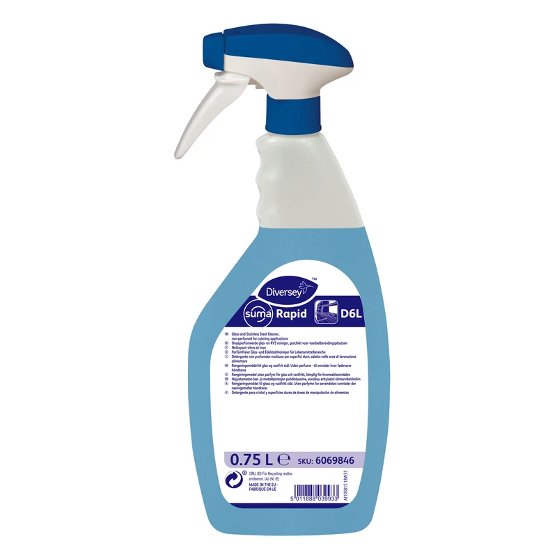 Detergente pronto all'uso per vetri e superfici Diversey Suma Rapid D6L D6L 6x750 ml DISPONIBILE IN 7 GIORNI LAVORATIVI