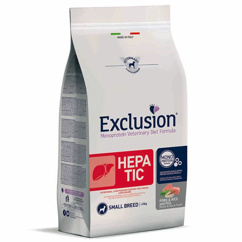 Exclusion Hepatic Maiale Riso e Piselli 2kg per Cani Adulti di Taglia Piccola