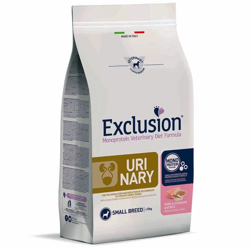 Exclusion Urinary Maiale Sorgo e Riso 2kg per Cani Adulti di Taglia Piccola