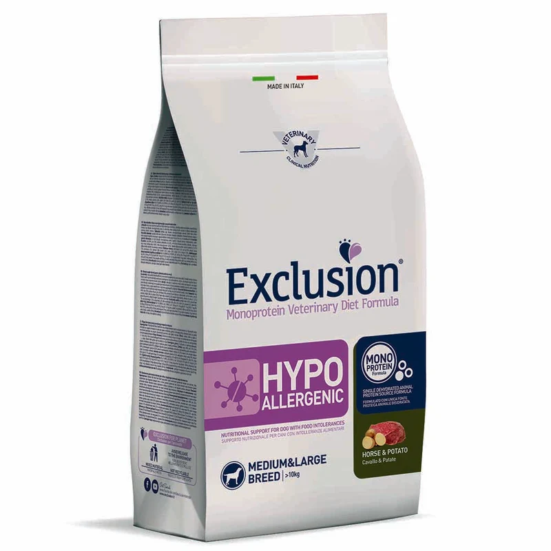 Exclusion Hypoallergenic Cavallo e Patate 12kg per Cani Adulti di Taglia Media e Grande