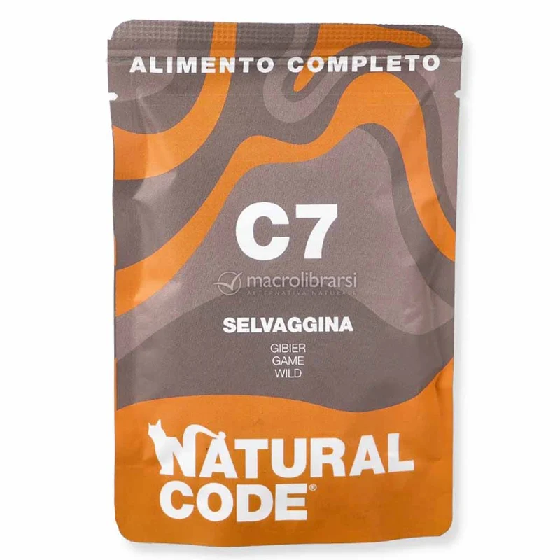 Busta Natural Code C7 Selvaggina Alimento Umido per Gatti Adulti 70g