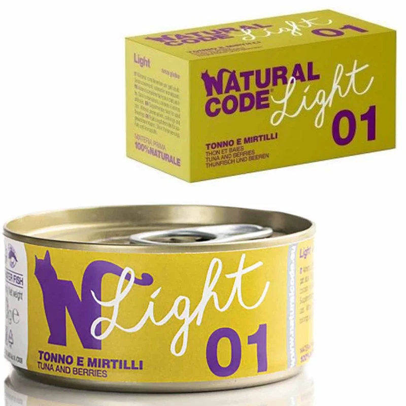 Multipack Natural Code Light 01 Tonno e Mirtilli Alimento per Gatti 4x70g