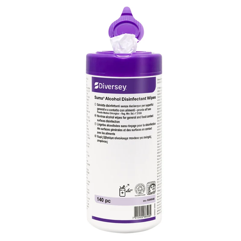 Salviette disinfettanti PMC per superfici alimentari Diversey Suma Alcohol Disinfectant Wipe 140 pezzi DISPONIBILE IN 7 GIORNI LAVORATIVI