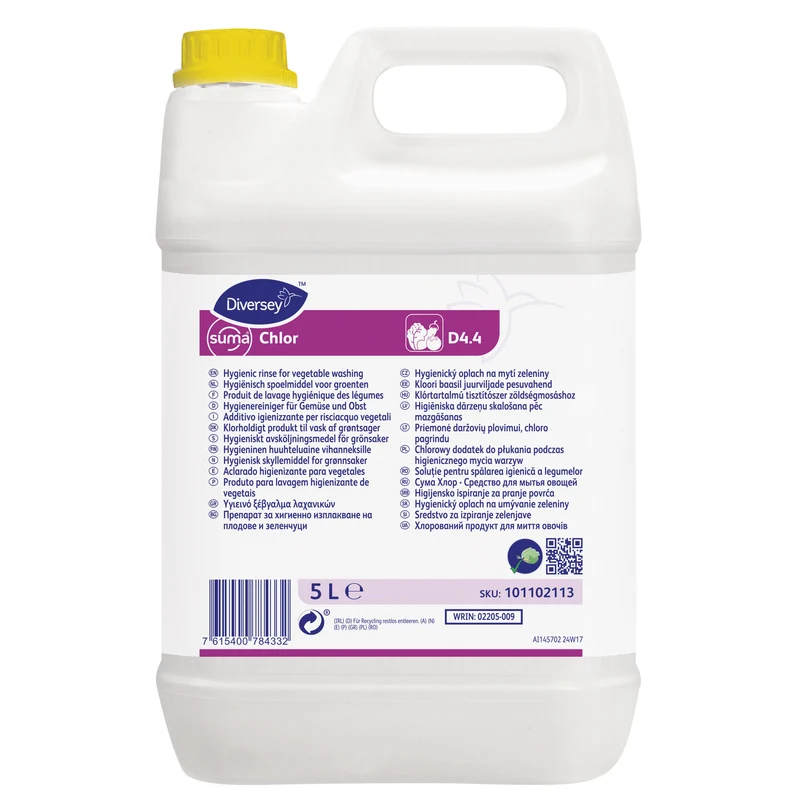 Additivo igienizzante per risciacquo vegetali Diversey Suma Chlor D4.4 5 litri DISPONIBILE IN 7 GIORNI LAVORATIVI