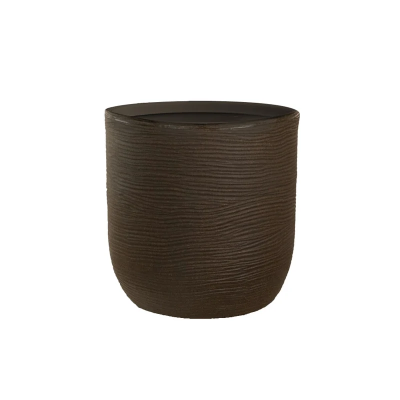 Vaso da Esterno Interno Design Cilindrico Ø35x34 cm Raffaello in Resina Marrone