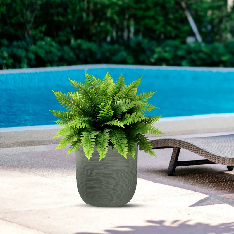Vaso da Esterno Interno Design Cilindrico Ø35x34 cm Raffaello in Resina Verde