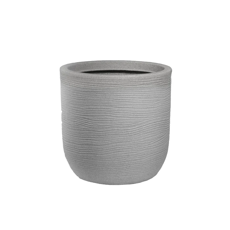 Vaso da Esterno Interno Design Cilindrico Ø35x34 cm Raffaello in Resina Beige