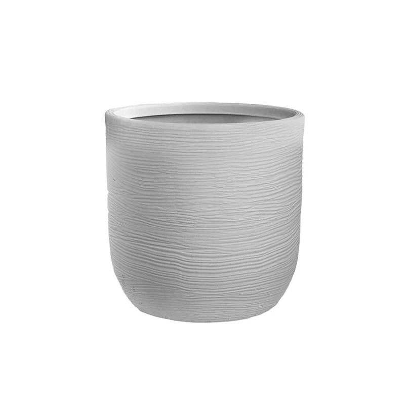 Vaso da Esterno Interno Design Cilindrico Ø35x34 cm Raffaello in Resina Bianco