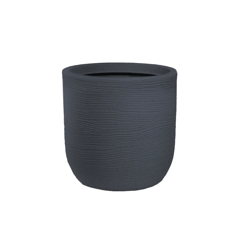 Vaso da Esterno Interno Design Cilindrico Ø35x34 cm Raffaello in Resina Grigio