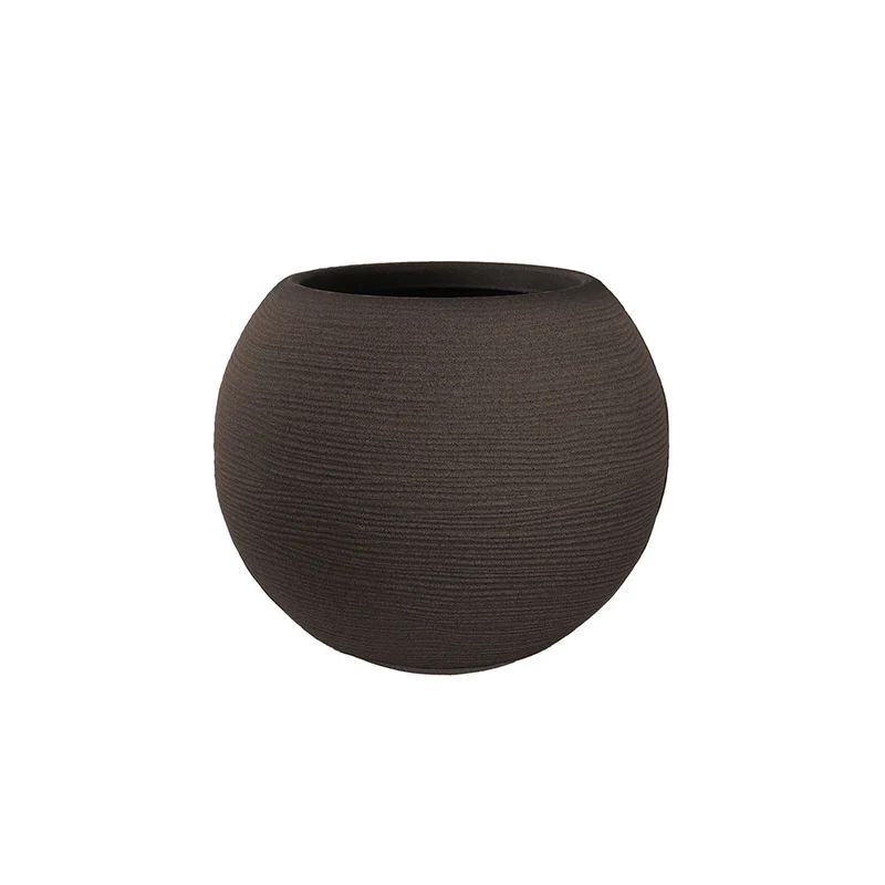 Vaso da Esterno Interno Design a Sfera Ø40x33 cm Botticelli in Resina Marrone