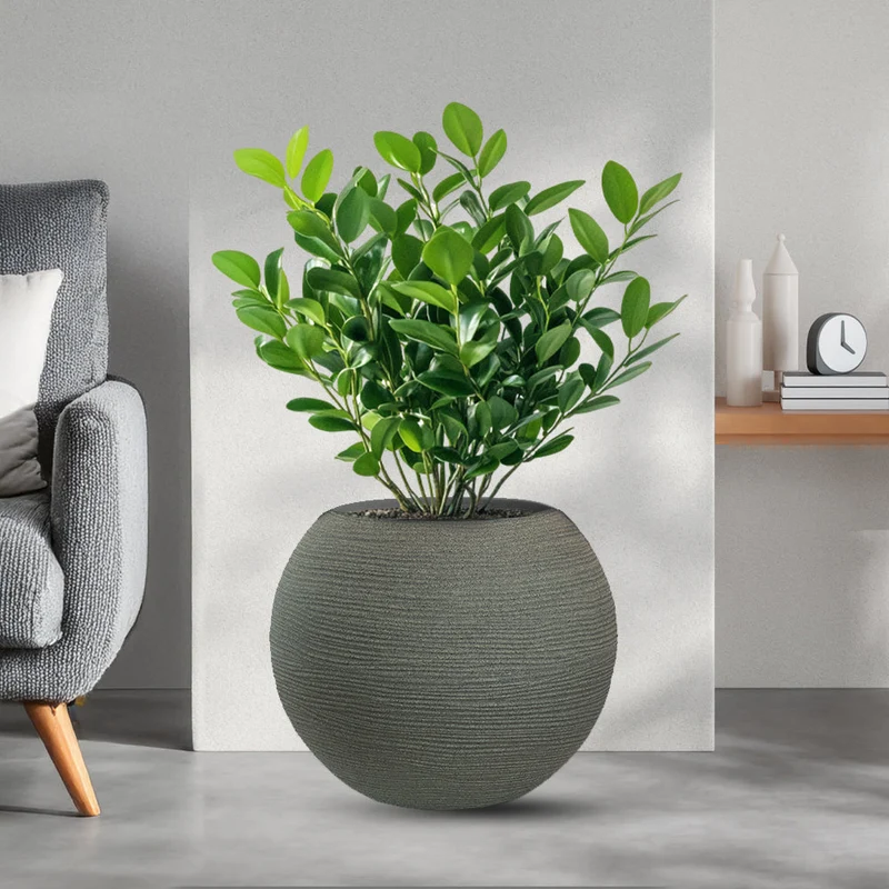 Vaso da Esterno Interno Design a Sfera Ø40x33 cm Botticelli in Resina Verde