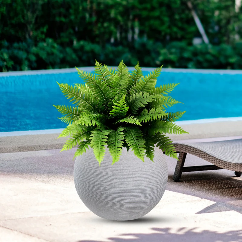 Vaso da Esterno Interno Design a Sfera Ø40x33 cm Botticelli in Resina Beige